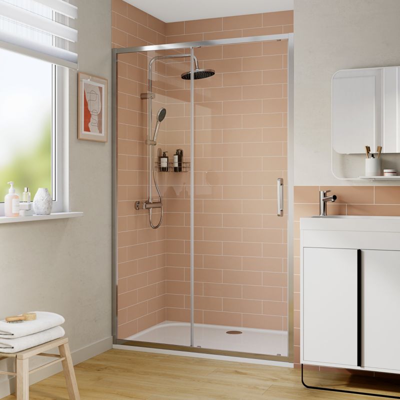 Drzwi prysznicowe przesuwne GoodHome Maza 120 cm chrom/transparentne