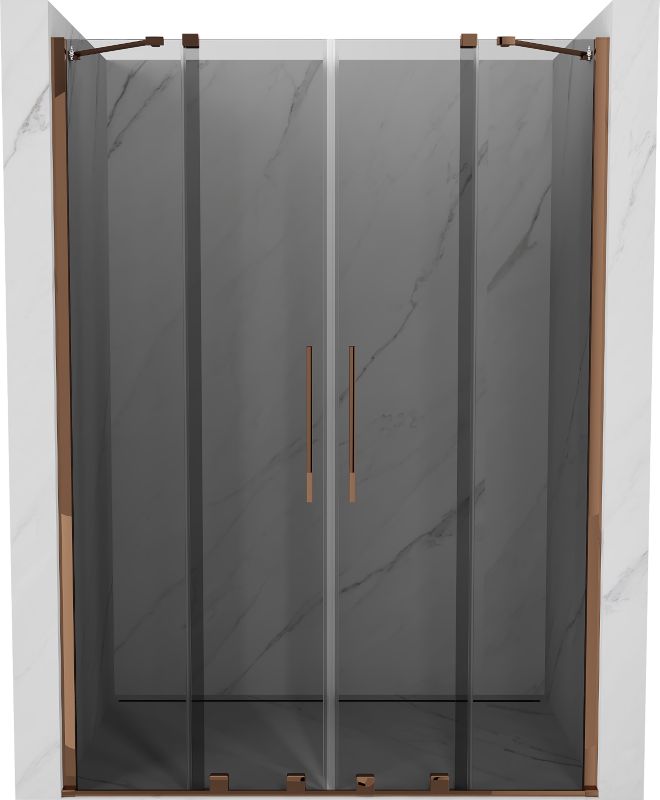 Drzwi prysznicowe przesuwne Mexen Velar grafit różowe złoto 140x200 cm 1 szt.