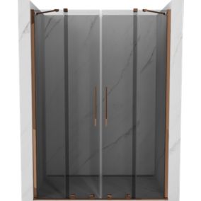Drzwi prysznicowe przesuwne Mexen Velar grafit różowe złoto 140x200 cm 1 szt.