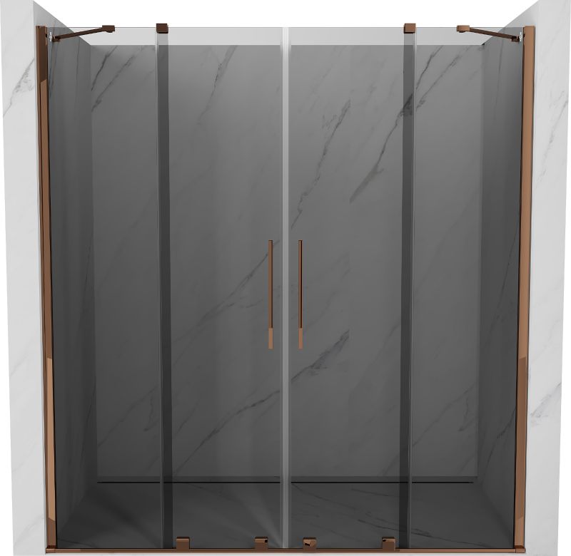 Drzwi prysznicowe przesuwne Mexen Velar grafit różowe złoto 170x200 cm 1 szt.