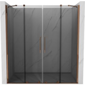 Drzwi prysznicowe przesuwne Mexen Velar grafit różowe złoto 170x200 cm 1 szt.