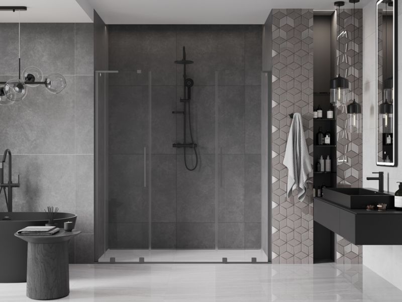 Drzwi prysznicowe przesuwne Mexen Velar gun metal 180x200 cm 1 szt.