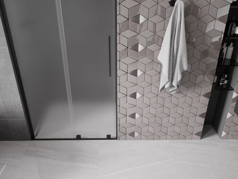 Drzwi prysznicowe przesuwne Mexen Velar L czarne 100x200 cm 1 szt.
