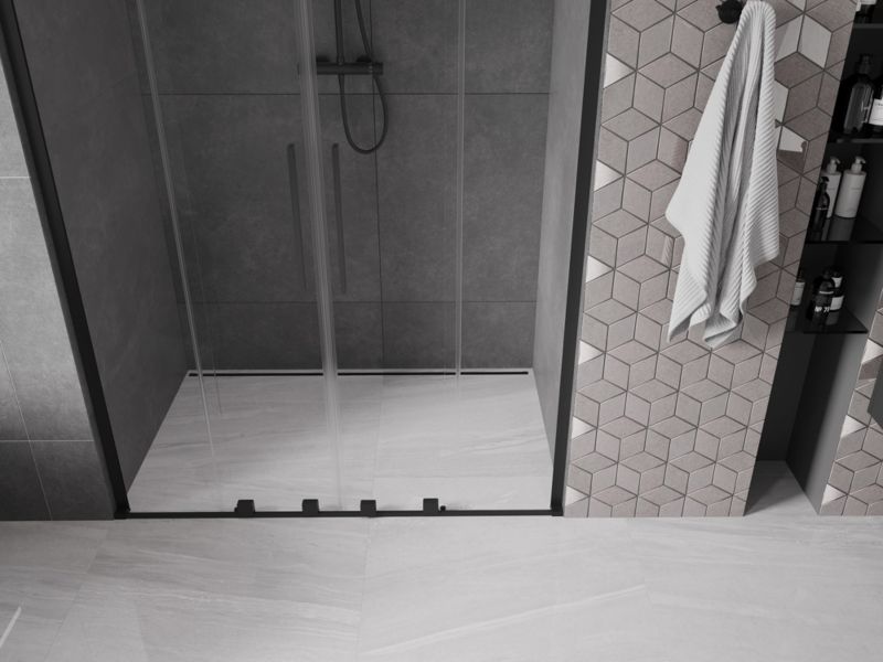 Drzwi prysznicowe przesuwne Mexen Velar L czarne 140x200cm 1 szt.