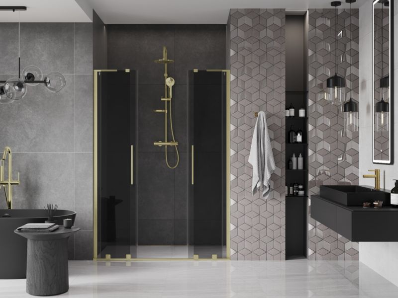 Drzwi prysznicowe przesuwne Mexen Velar L grafit 140 cm 1 szt.