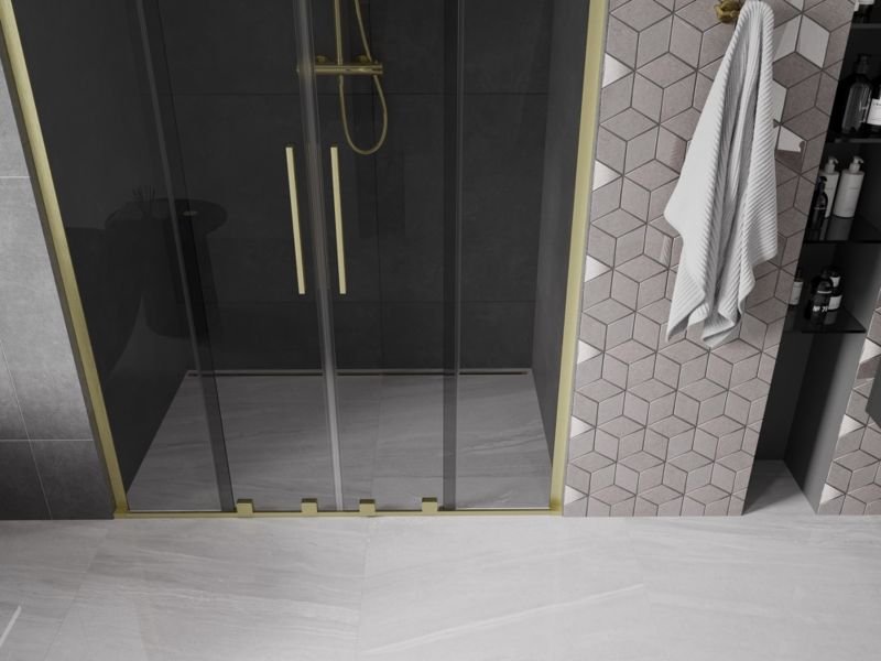 Drzwi prysznicowe przesuwne Mexen Velar L grafit 140 cm 1 szt.