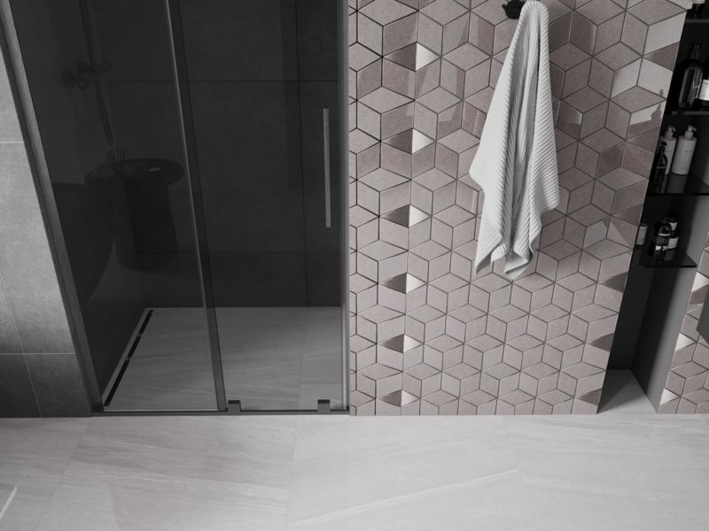 Drzwi prysznicowe przesuwne Mexen Velar L grafit gun gray 100x200 cm 1 szt.