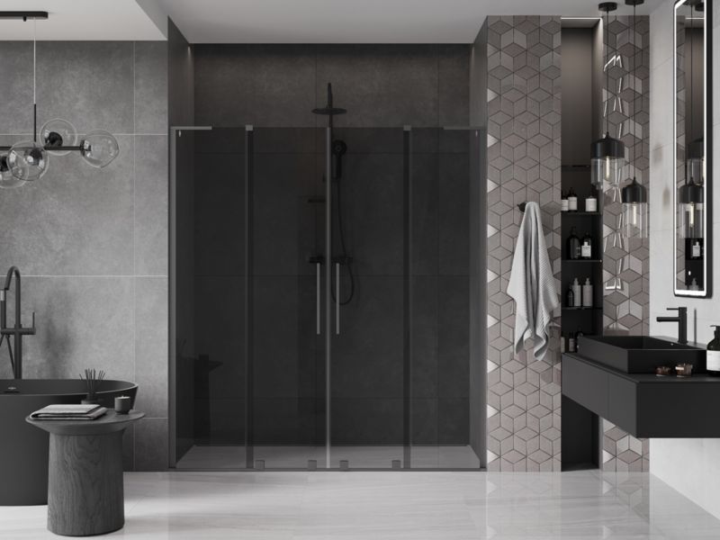 Drzwi prysznicowe przesuwne Mexen Velar L grafit gun metal 180x200 cm 1 szt.