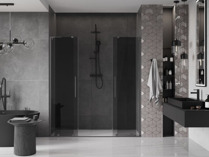 Drzwi prysznicowe przesuwne Mexen Velar L grafit gun metal 180x200 cm 1 szt.