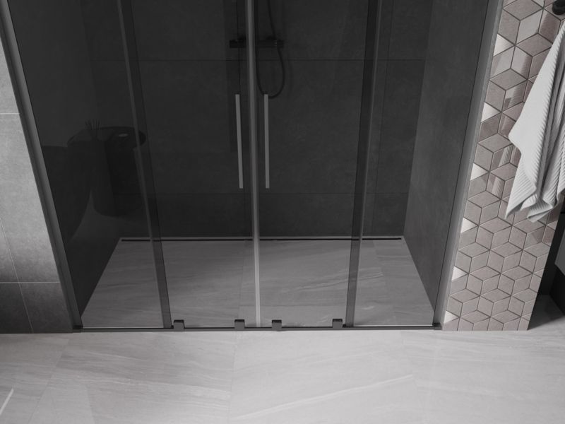 Drzwi prysznicowe przesuwne Mexen Velar L grafit gun metal 180x200 cm 1 szt.