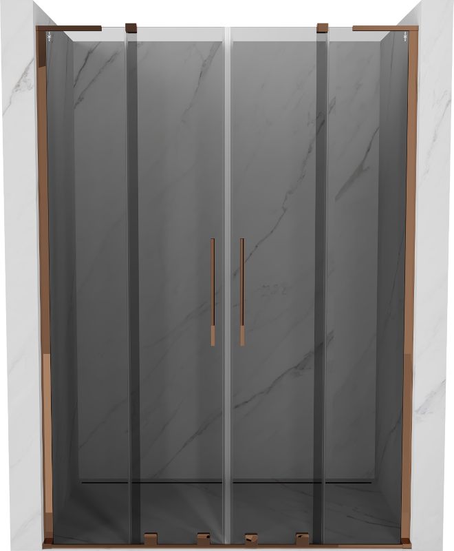 Drzwi prysznicowe przesuwne Mexen Velar L grafit różowe złoto 160x200 1 szt.