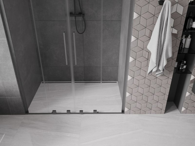 Drzwi prysznicowe przesuwne Mexen Velar L gun gray 160x200 cm 1 szt.