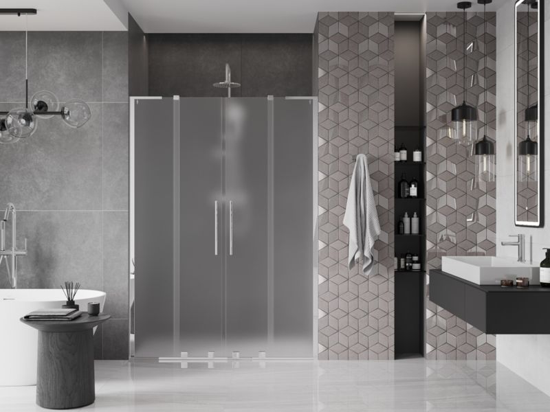 Drzwi prysznicowe przesuwne Mexen Velar L szron 160x200 cm 1 szt.