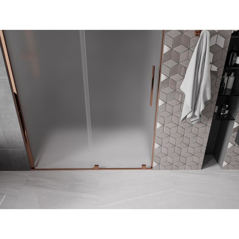 Drzwi prysznicowe przesuwne Mexen Velar różowe złoto 140x200 cm 1 szt.