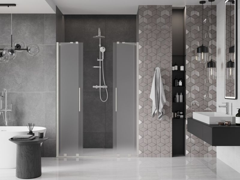 Drzwi prysznicowe przesuwne Mexen Velar szron 150x200 cm 1 szt.