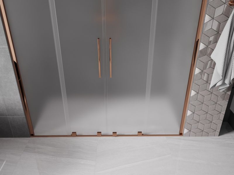 Drzwi prysznicowe przesuwne Mexen Velar szron różowe złoto 170x200 cm 1 szt.