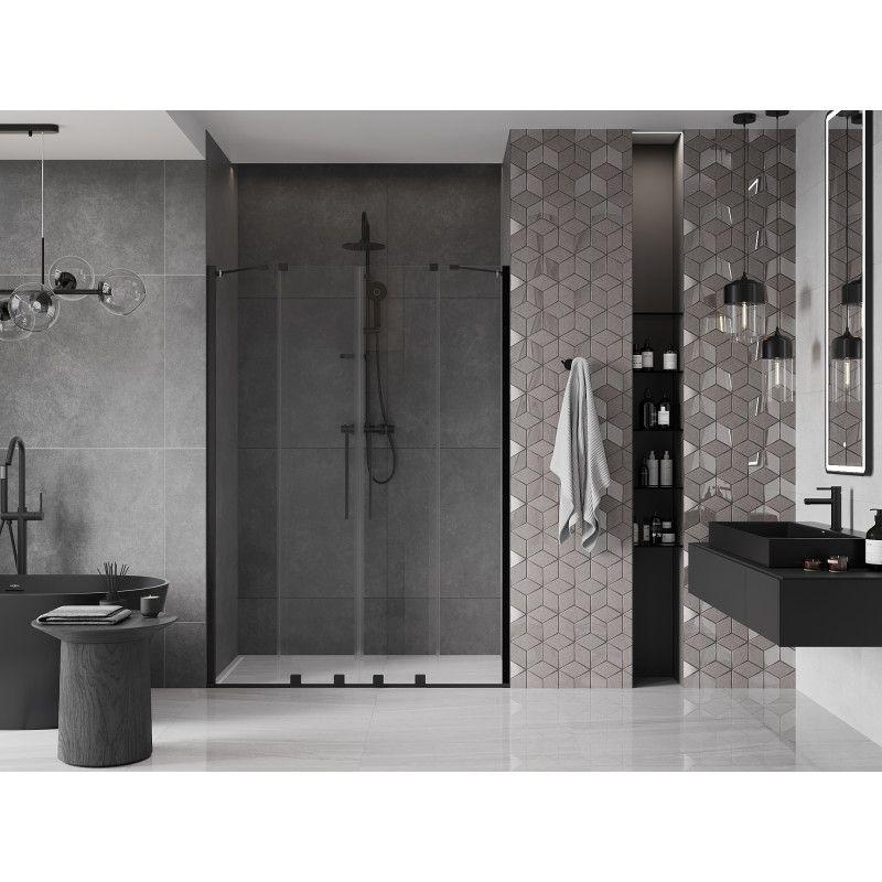 Drzwi prysznicowe przesuwne Mexen Velar transparentne czarne 150x200 cm 1 szt.
