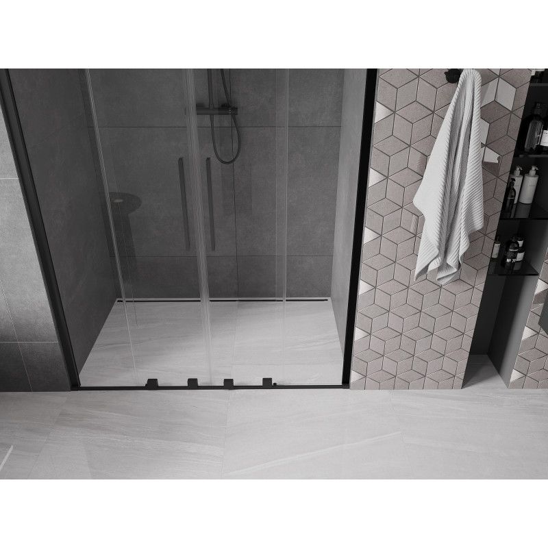 Drzwi prysznicowe przesuwne Mexen Velar transparentne czarne 150x200 cm 1 szt.