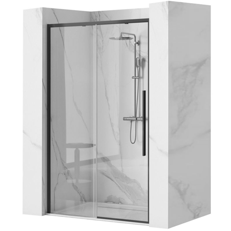 Drzwi Prysznicowe Przesuwne Rea Solar 130 Czarny 2,2X130X195Cm 1 Szt