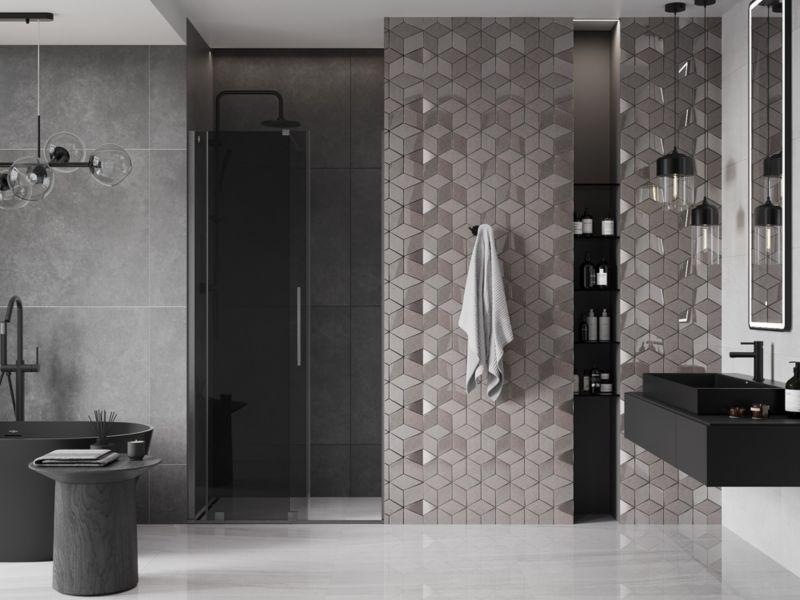 Drzwi prysznicowe rozsuwane Mexen Velar grafit gun gray 90x200 cm 1 szt.