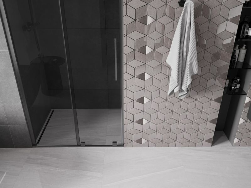 Drzwi prysznicowe rozsuwane Mexen Velar grafit gun gray 90x200 cm 1 szt.