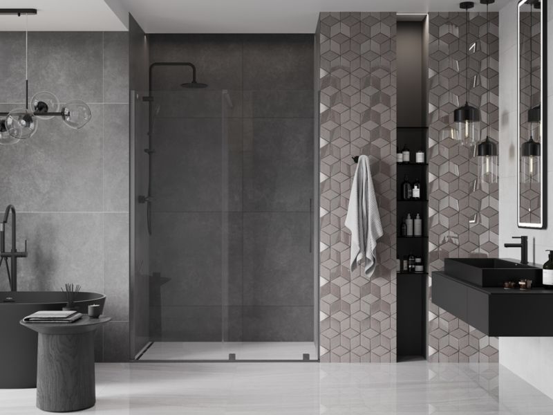Drzwi prysznicowe rozsuwane Mexen Velar transparentne gun gray 140x200 cm 1 szt.