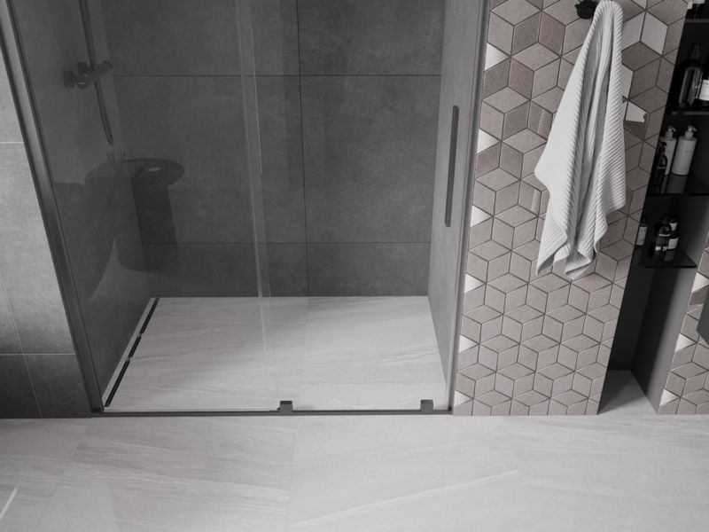 Drzwi prysznicowe rozsuwane Mexen Velar transparentne gun gray 140x200 cm 1 szt.