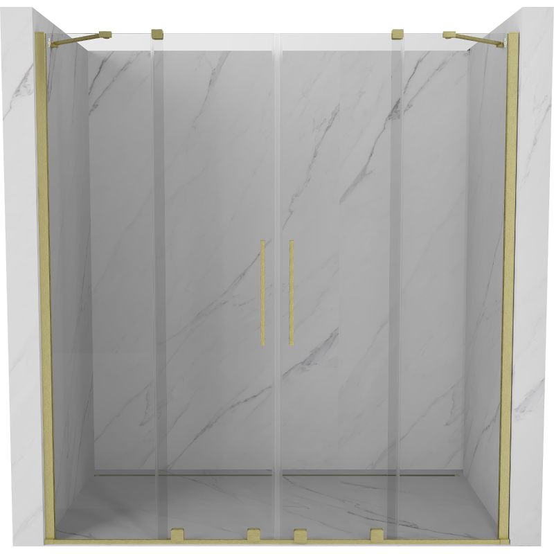 Drzwi prysznicowe rozsuwane Mexen Velar złote szczotkowane 200x200 cm 1 szt.
