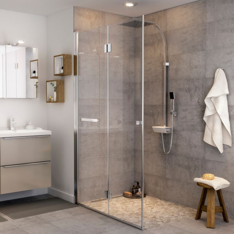 Drzwi prysznicowe składane GoodHome Beloya 120 cm chrom/transparentne