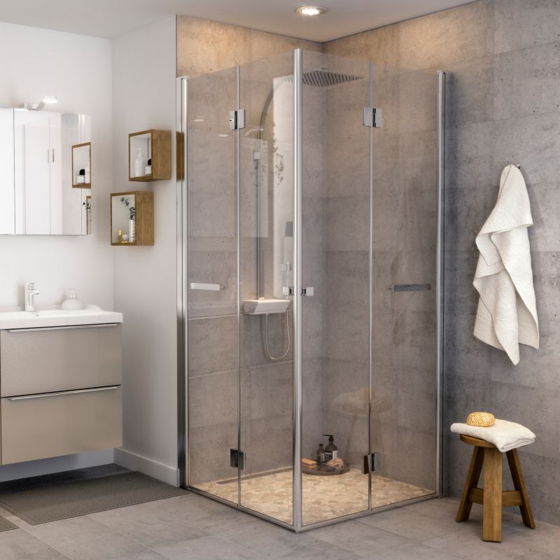 Drzwi prysznicowe składane GoodHome Beloya 80 cm chrom/transparentne