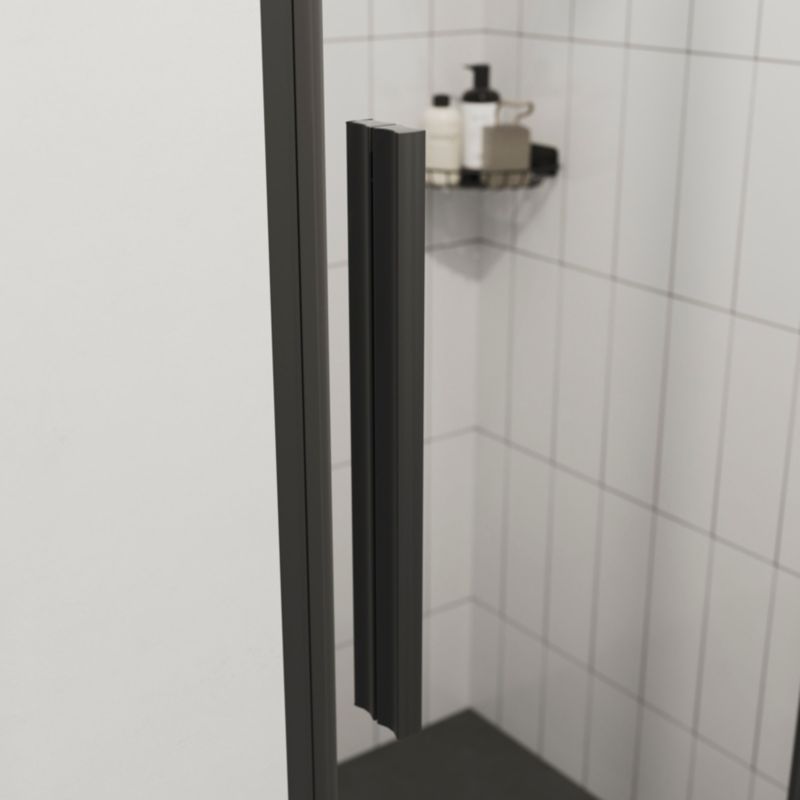 Drzwi prysznicowe uchylne GoodHome Ezili 90 cm czarne/transparentne