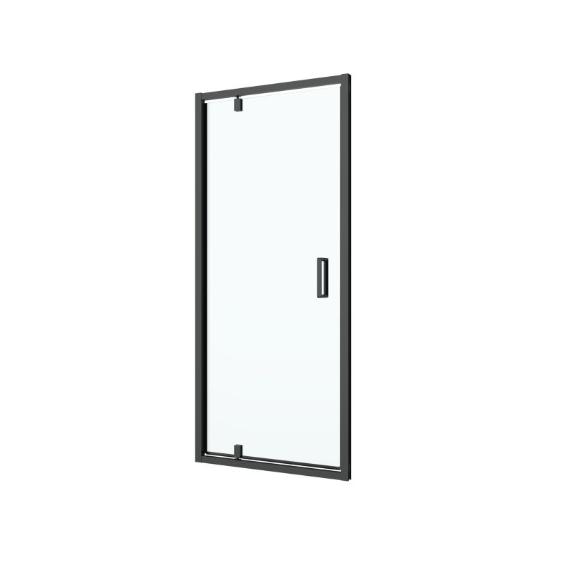 Drzwi prysznicowe uchylne GoodHome Ledava 80 cm czarne matowe / transparentne