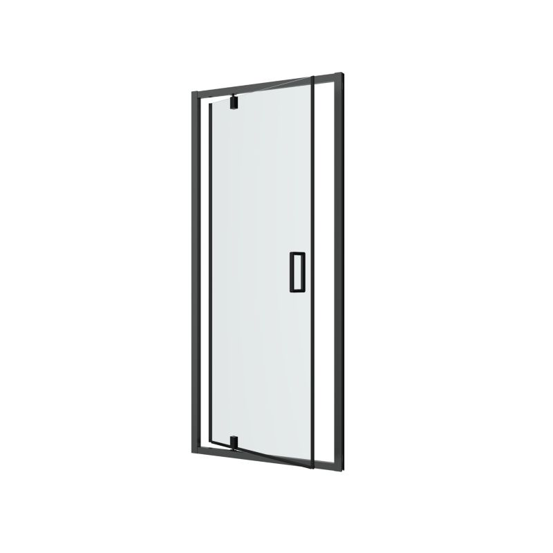 Drzwi prysznicowe uchylne GoodHome Ledava 80 cm czarne matowe / transparentne