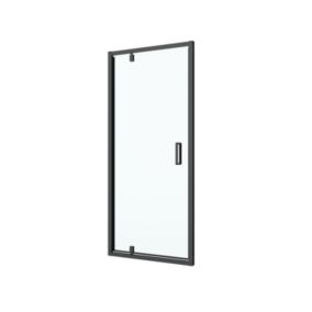 Drzwi prysznicowe uchylne GoodHome Ledava 90 cm czarne matowe / transparentne