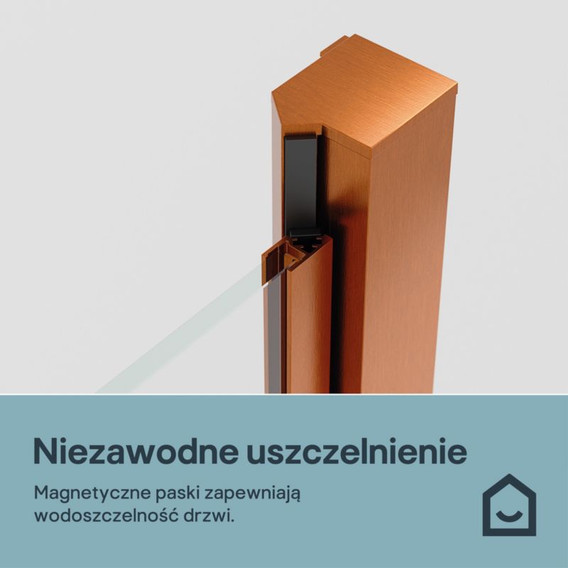 Drzwi prysznicowe uchylne Ledava 80 cm miedziane/transparentne