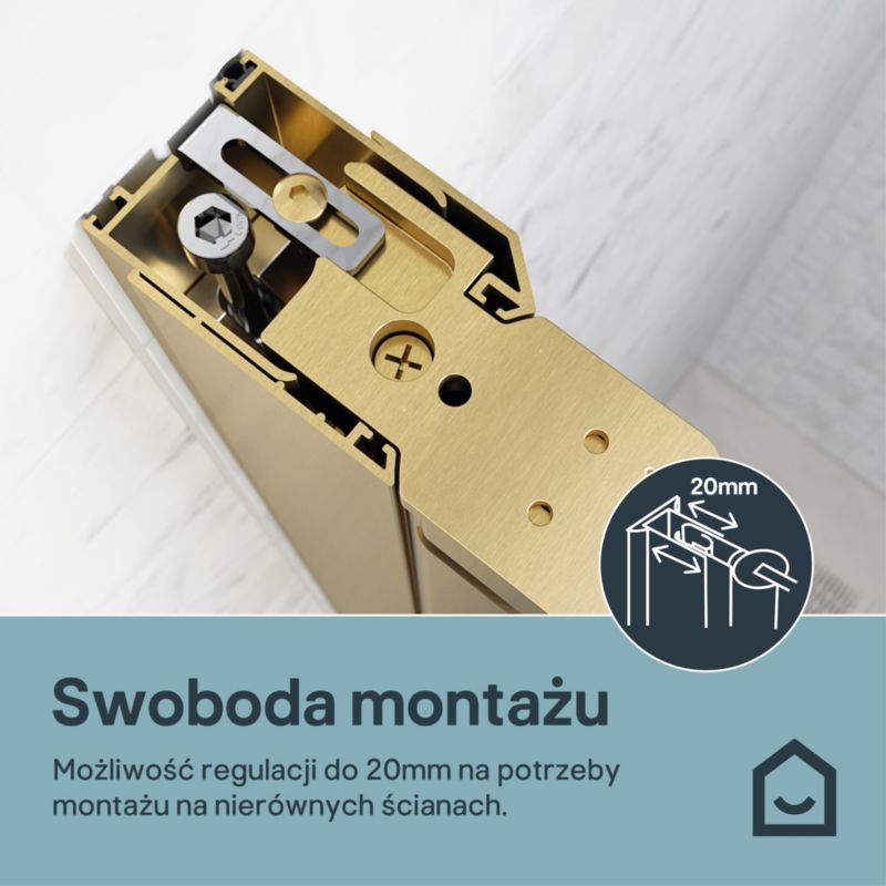 Drzwi prysznicowe uchylne Ledava 80 cm złoto szczotkowane/transparentne