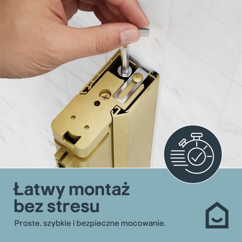 Drzwi prysznicowe uchylne Ledava 80 cm złoto szczotkowane/transparentne