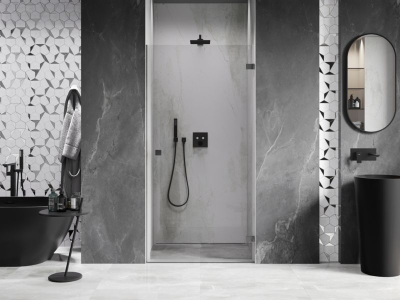Drzwi prysznicowe uchylne Mexen Lunar-B gun metal 90x200 cm 1 szt.