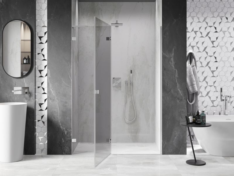 drzwi prysznicowe uchylne Mexen Lunar L chrom transparent 135 cm 1 szt.