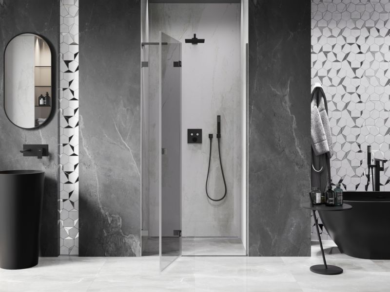 Drzwi prysznicowe uchylne Mexen Lunar L gun gray 75x200 cm 1 szt.