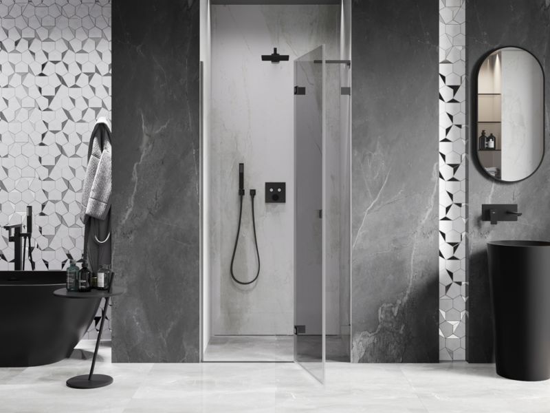 Drzwi prysznicowe uchylne Mexen Lunar L gun metal 70x200 cm 1 szt.