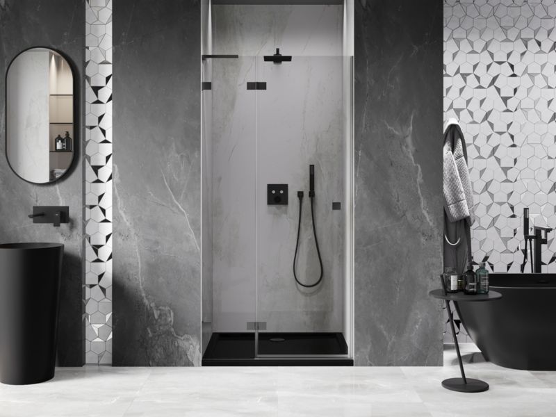 Drzwi prysznicowe uchylne Mexen Lunar L gun metal 80x200 cm 1 szt.