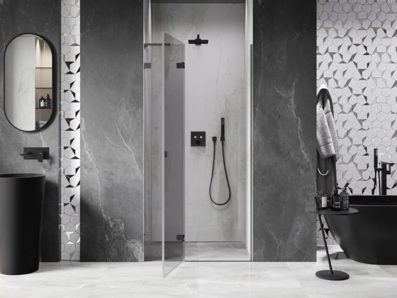 Drzwi prysznicowe uchylne Mexen Lunar L gun metal 95x200 cm 1 szt.