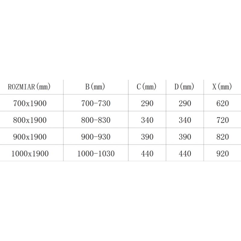 Drzwi prysznicowe uchylne Mexen Texas transparent 70x190 cm 1 szt.