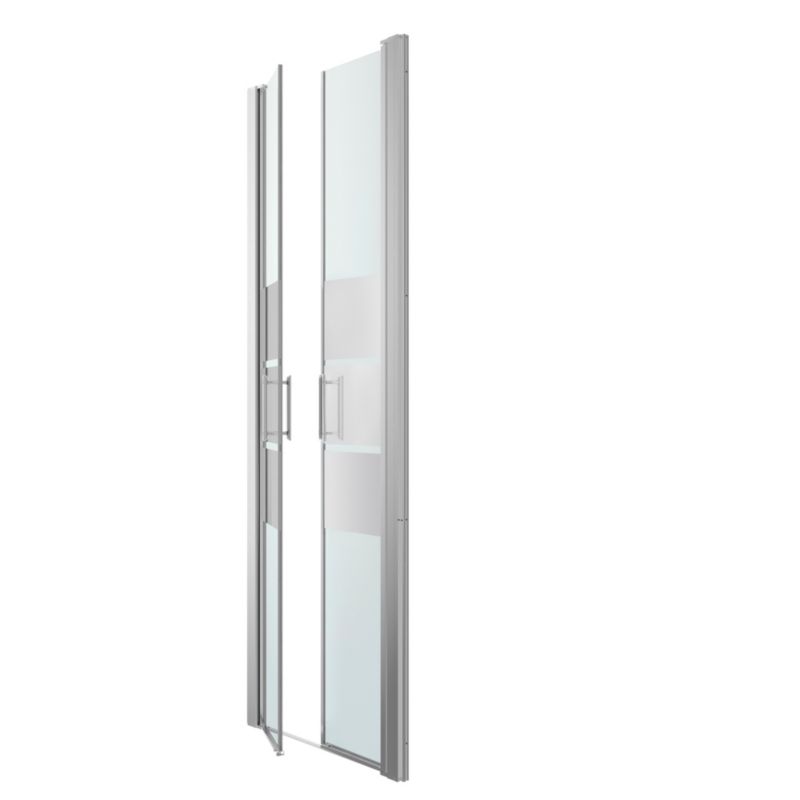 Drzwi prysznicowe uchylne podwójne GoodHome Beloya 70 cm chrom/szkło lustrzane