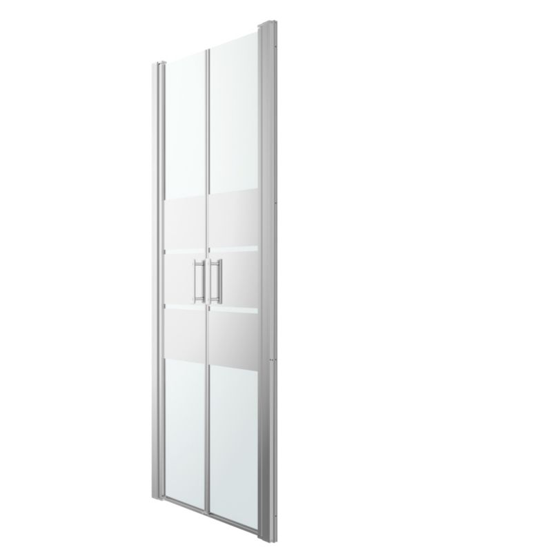 Drzwi prysznicowe uchylne podwójne GoodHome Beloya 80 cm chrom/szkło lustrzane
