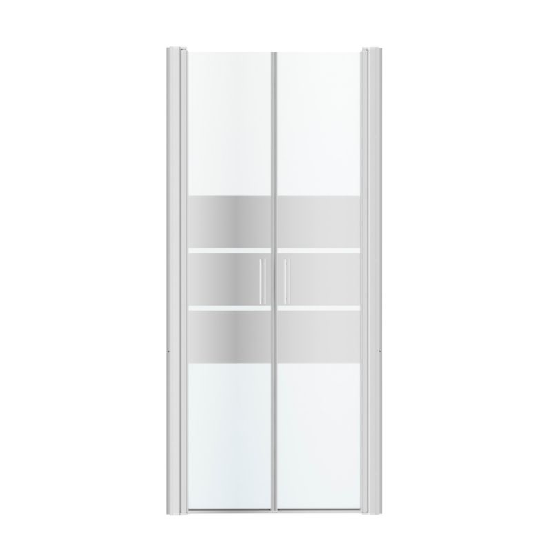 Drzwi prysznicowe uchylne podwójne GoodHome Beloya 90 cm chrom/szkło lustrzane