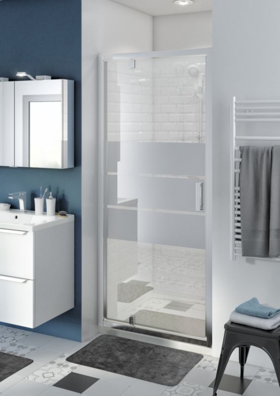 Drzwi prysznicowe wahadłowe GoodHome Beloya 90 cm chrom/szkło lustrzane