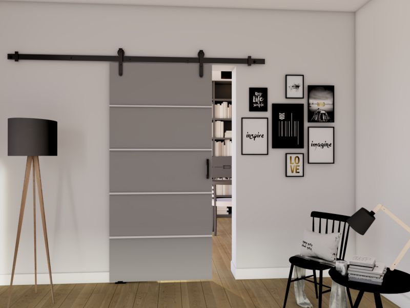 Drzwi przesuwne MINIO go for it LIFT B 86 cm szare 1 szt.