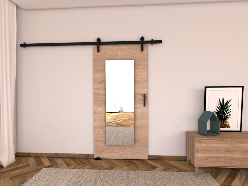 Drzwi przesuwne MINIO go for it LIFT I 76 cm dąb sonoma z lustrem 1 szt.